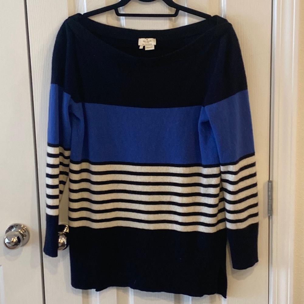 Kate Spade blue stripe boatneck sweater size L